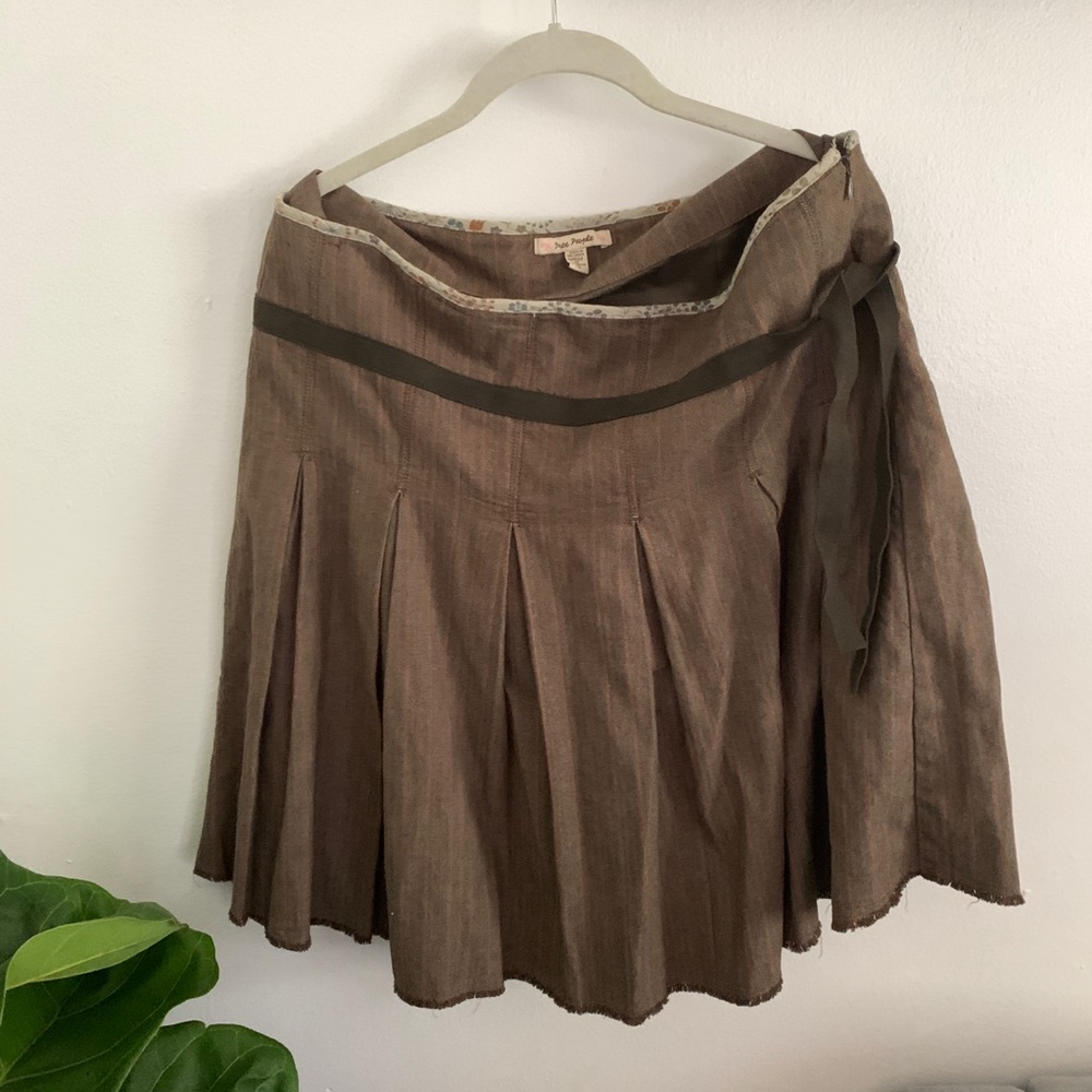 Free People Brown pleated skirt size 12